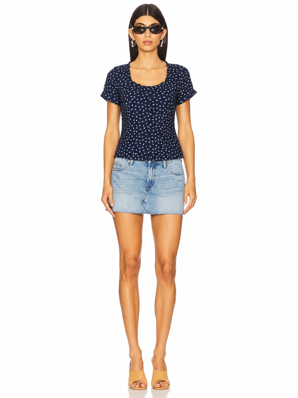 ANTHROPOLOGIE DOLAN Cottagecore Coastal Bird Navy Preppy 📐M | Retail $128